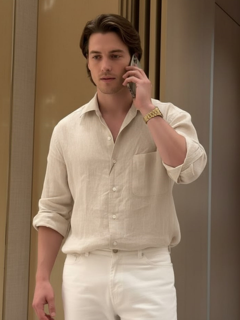 Men’s Long-Sleeve Linen Shirt – Relaxed Breathable Button-Up