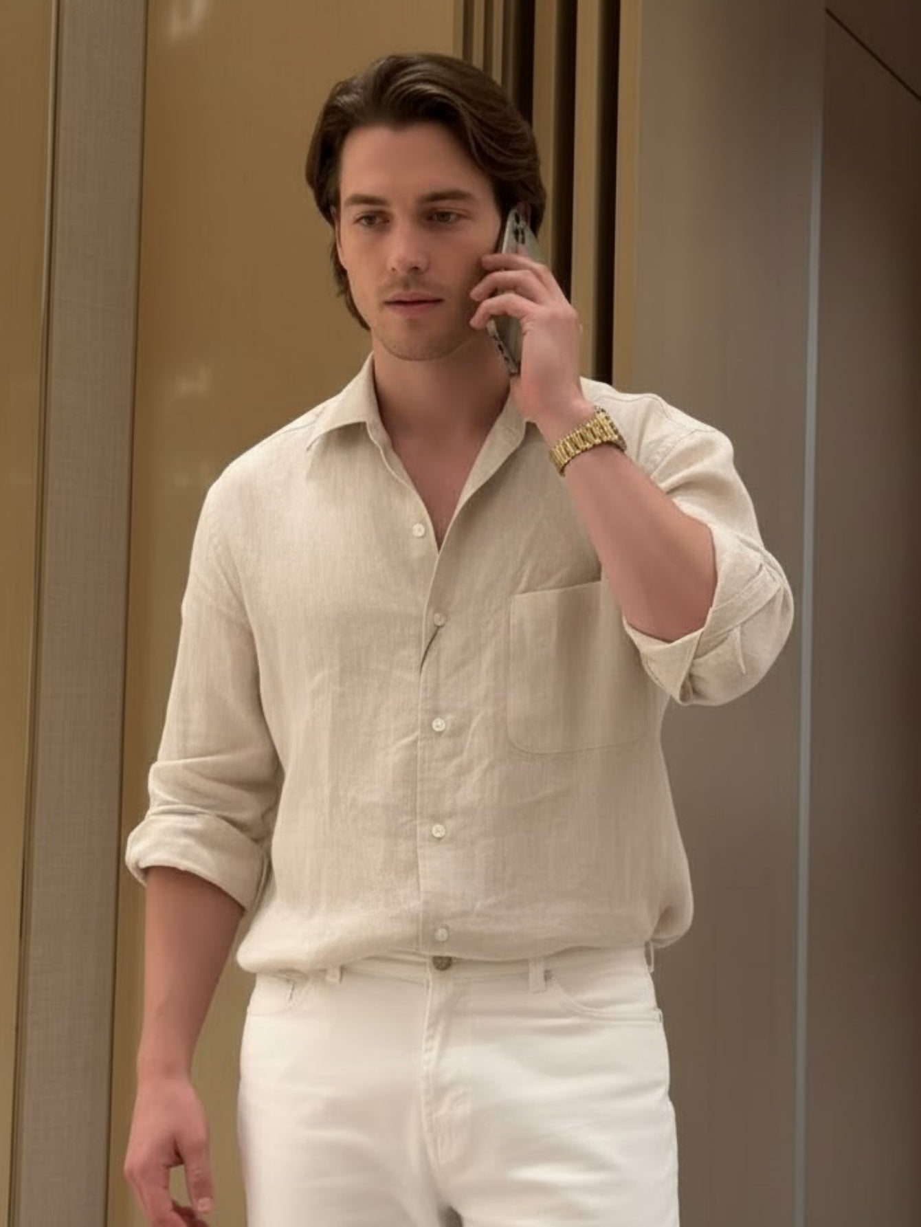 Men’s Long-Sleeve Linen Shirt – Relaxed Breathable Button-Up