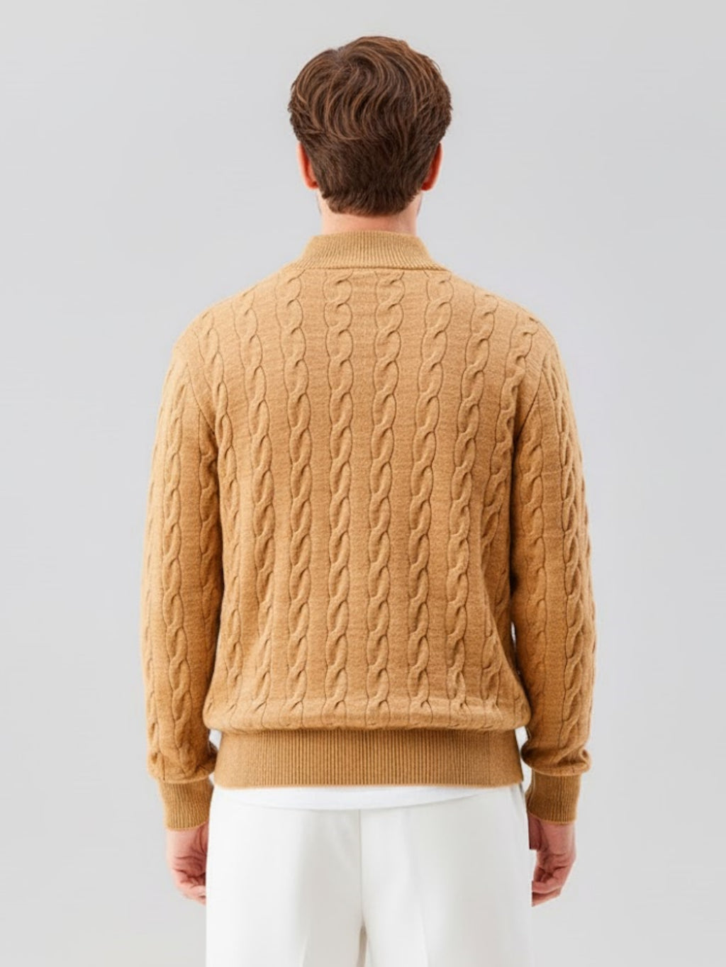 Men’s Button-Up Cable Knit Sweater – Classic Textured Pullover