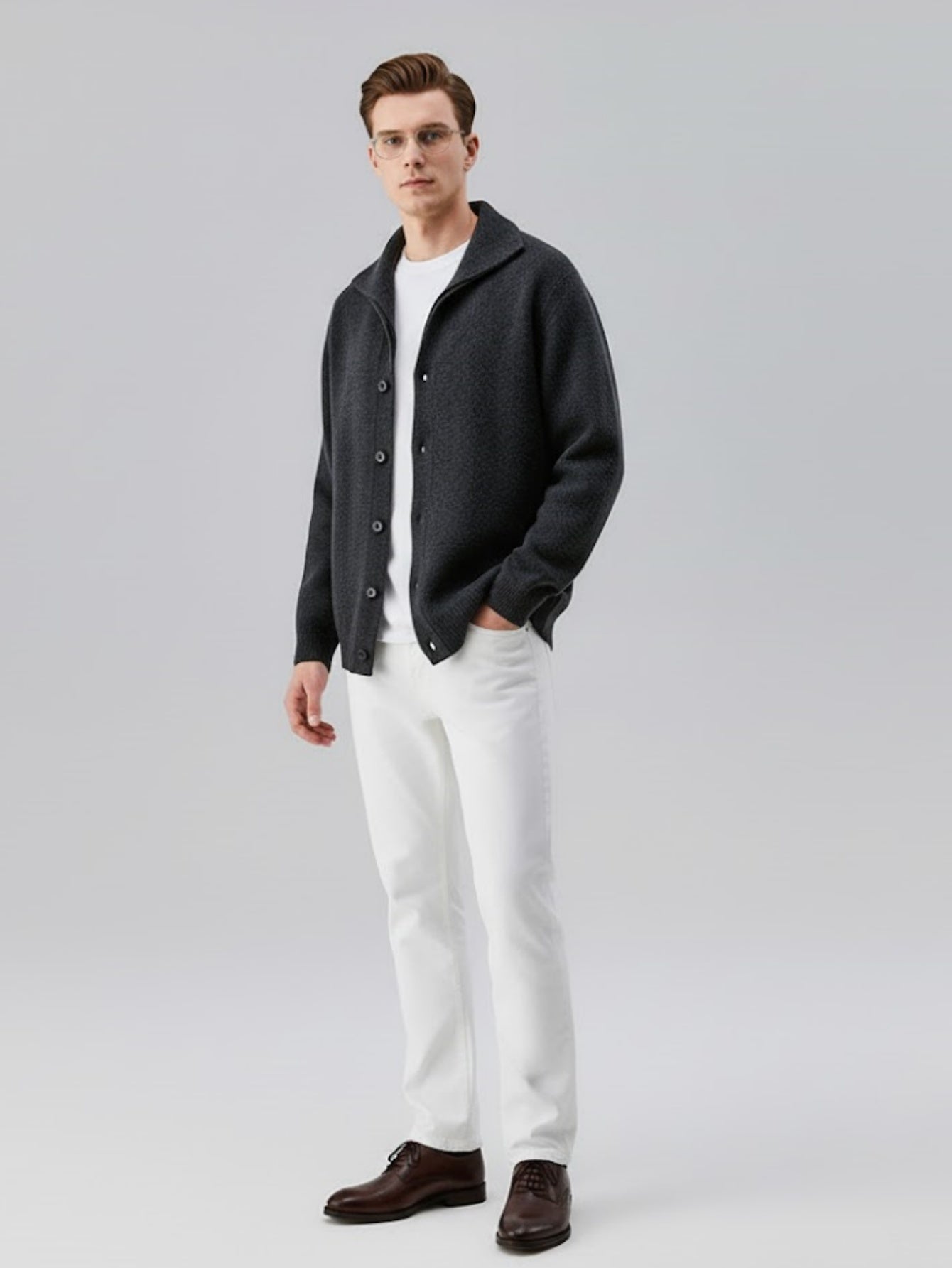 Men’s Wool-Blend Knit Cardigan – Soft Button-Up Sweater Jacket