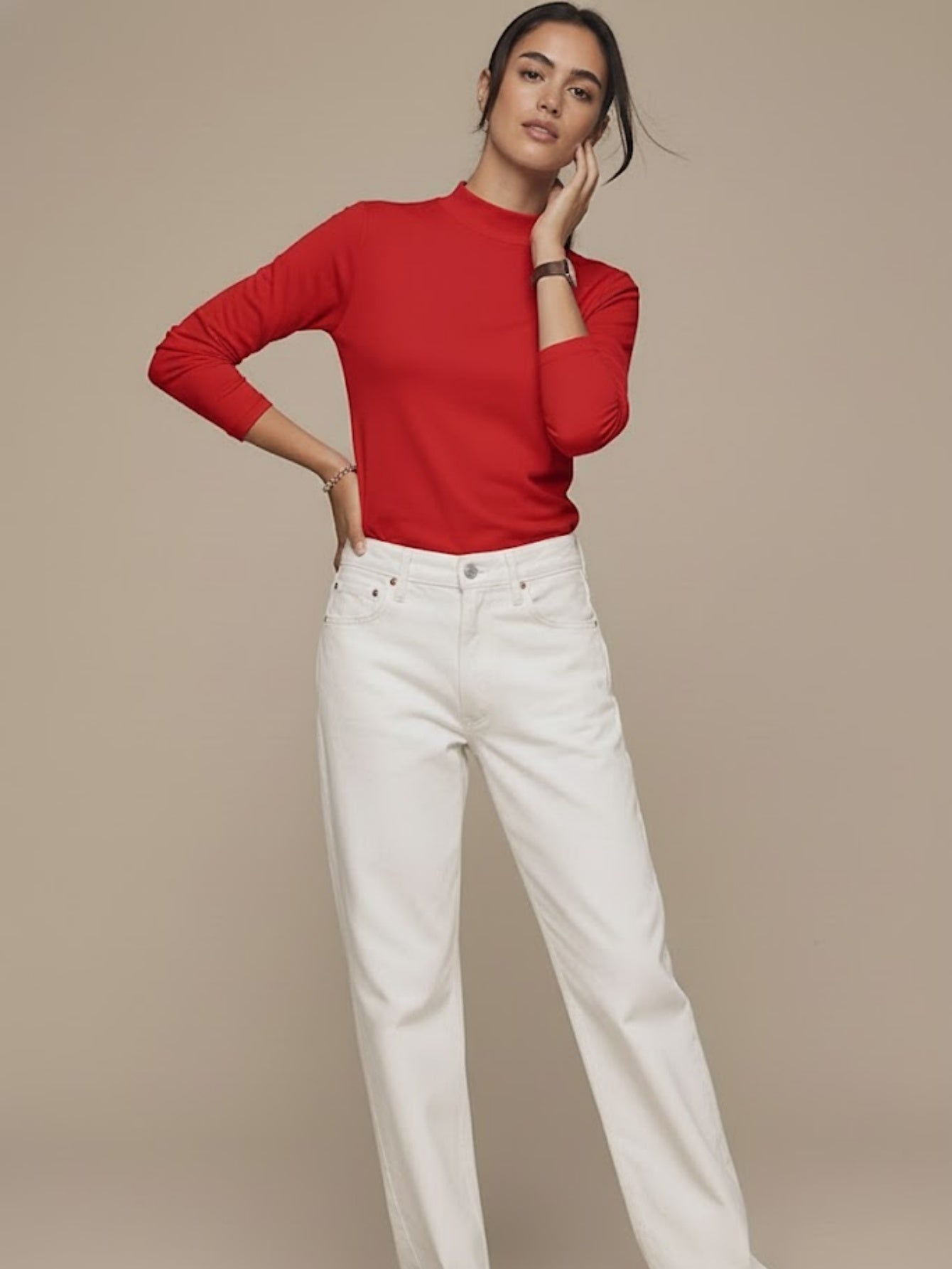 Cashmere blend Mock Neck Knit Top