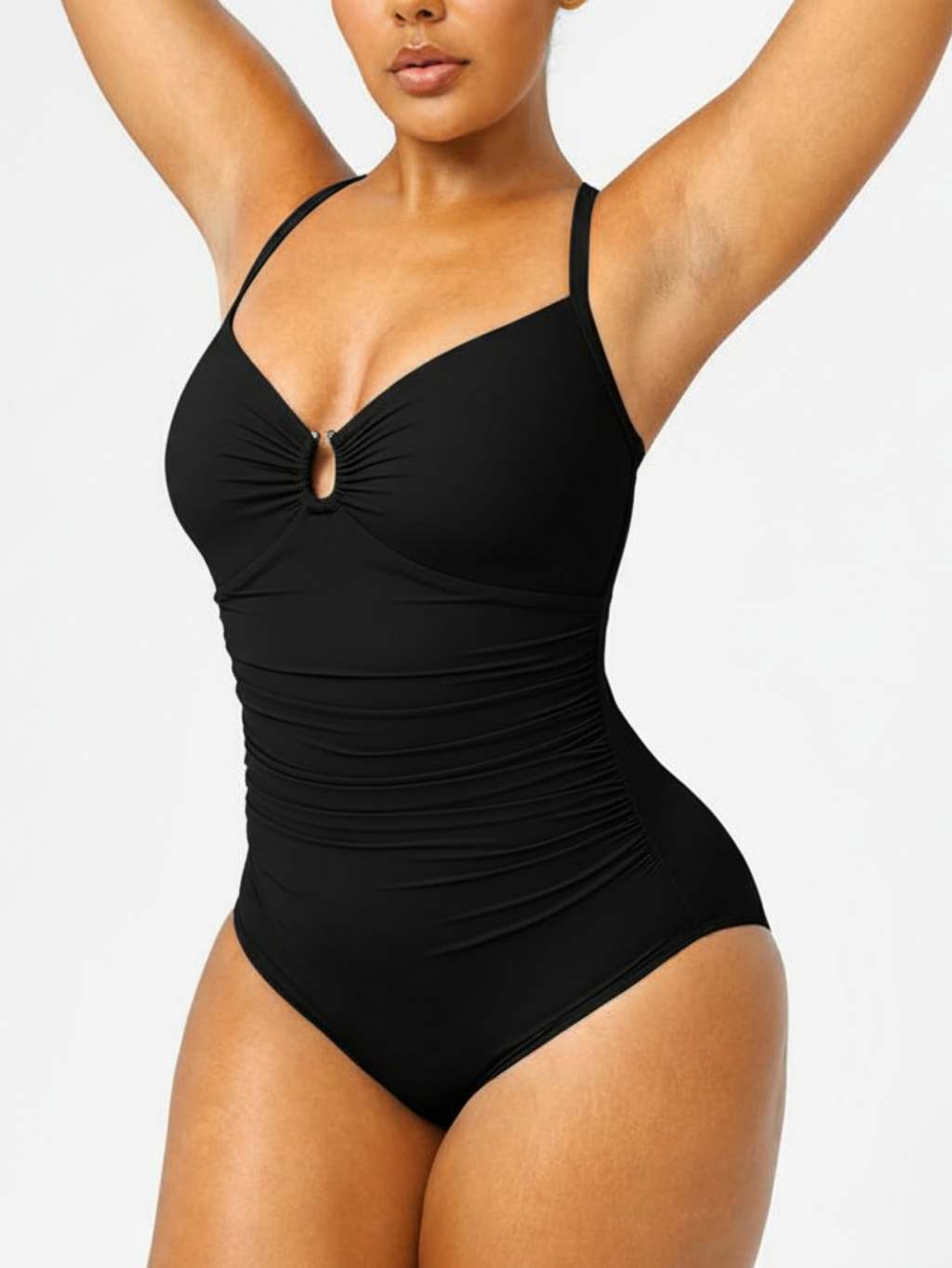 U-Ring Cut OutSlimming Swimwear One Piece Tummy Tucking Bathing Suit