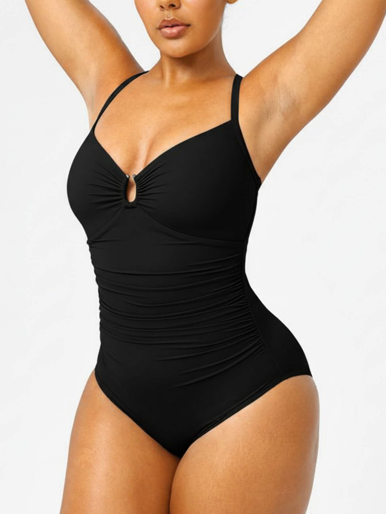 U-Ring Cut OutSlimming Swimwear One Piece Tummy Tucking Bathing Suit