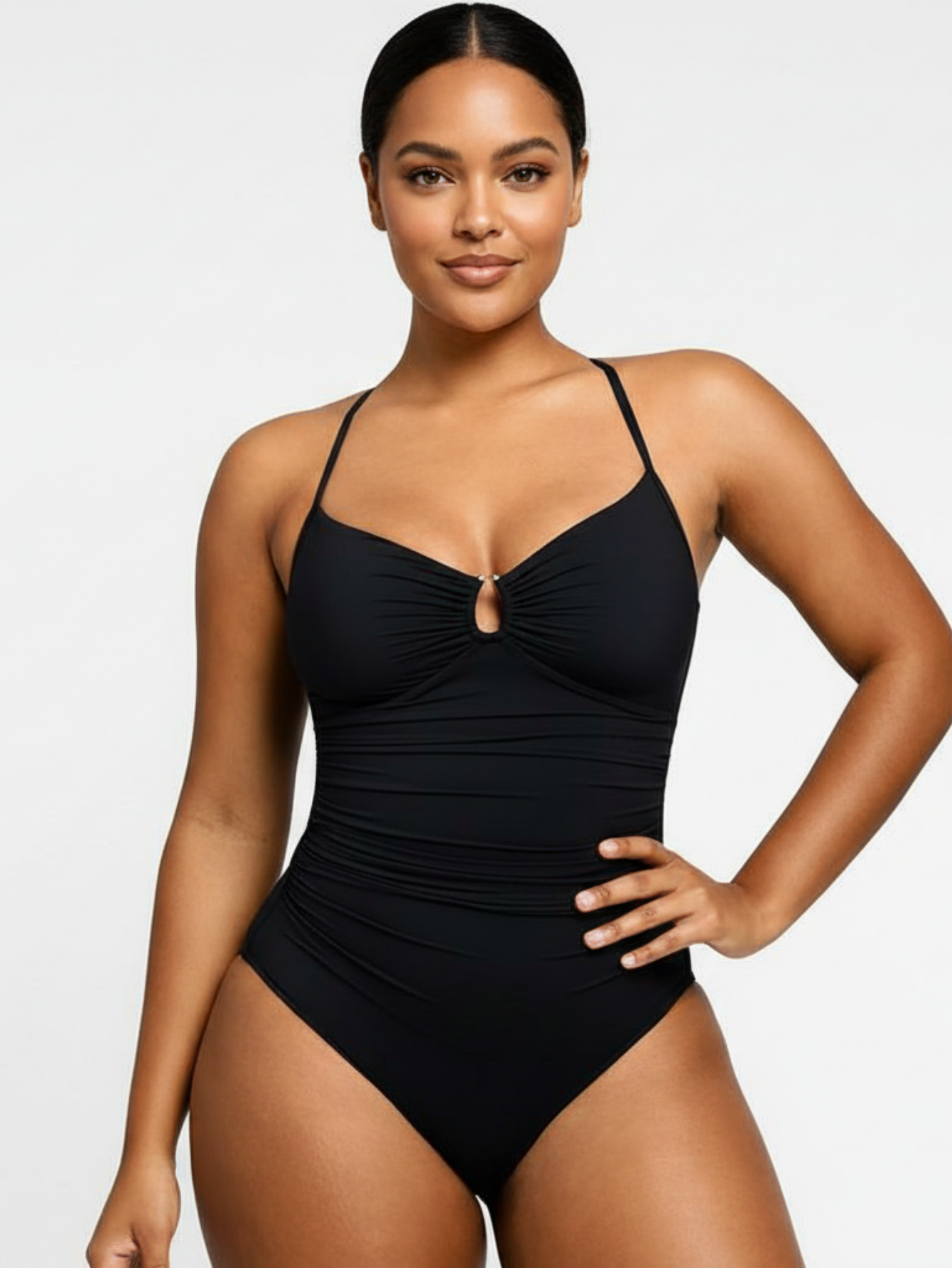 U-Ring Cut OutSlimming Swimwear One Piece Tummy Tucking Bathing Suit