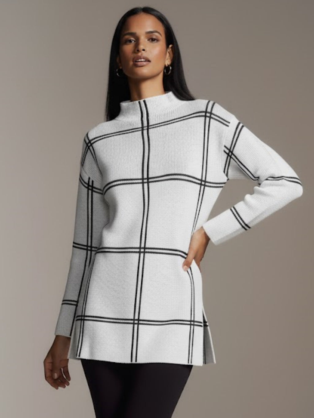 Women's Plaid Colorblock Sweater, Casual Crewneck Long Sleeve Knit Pullover Top, Versatile Fall Jumper