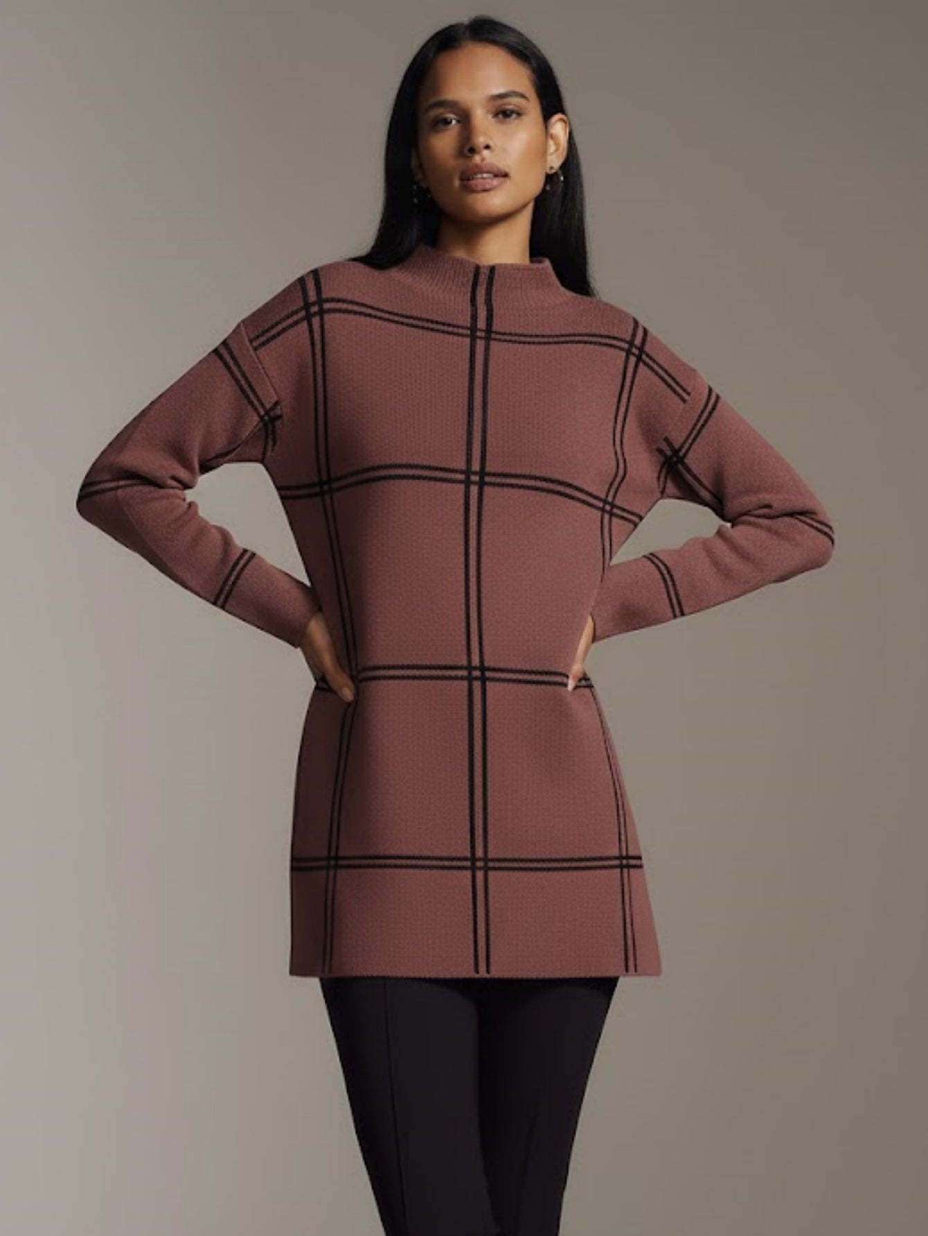 Women's Plaid Colorblock Sweater, Casual Crewneck Long Sleeve Knit Pullover Top, Versatile Fall Jumper