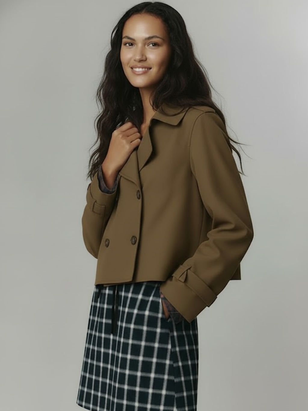 Women’s Classic Oversized Trench Coat – Mid-Length Double-Breasted Jacket