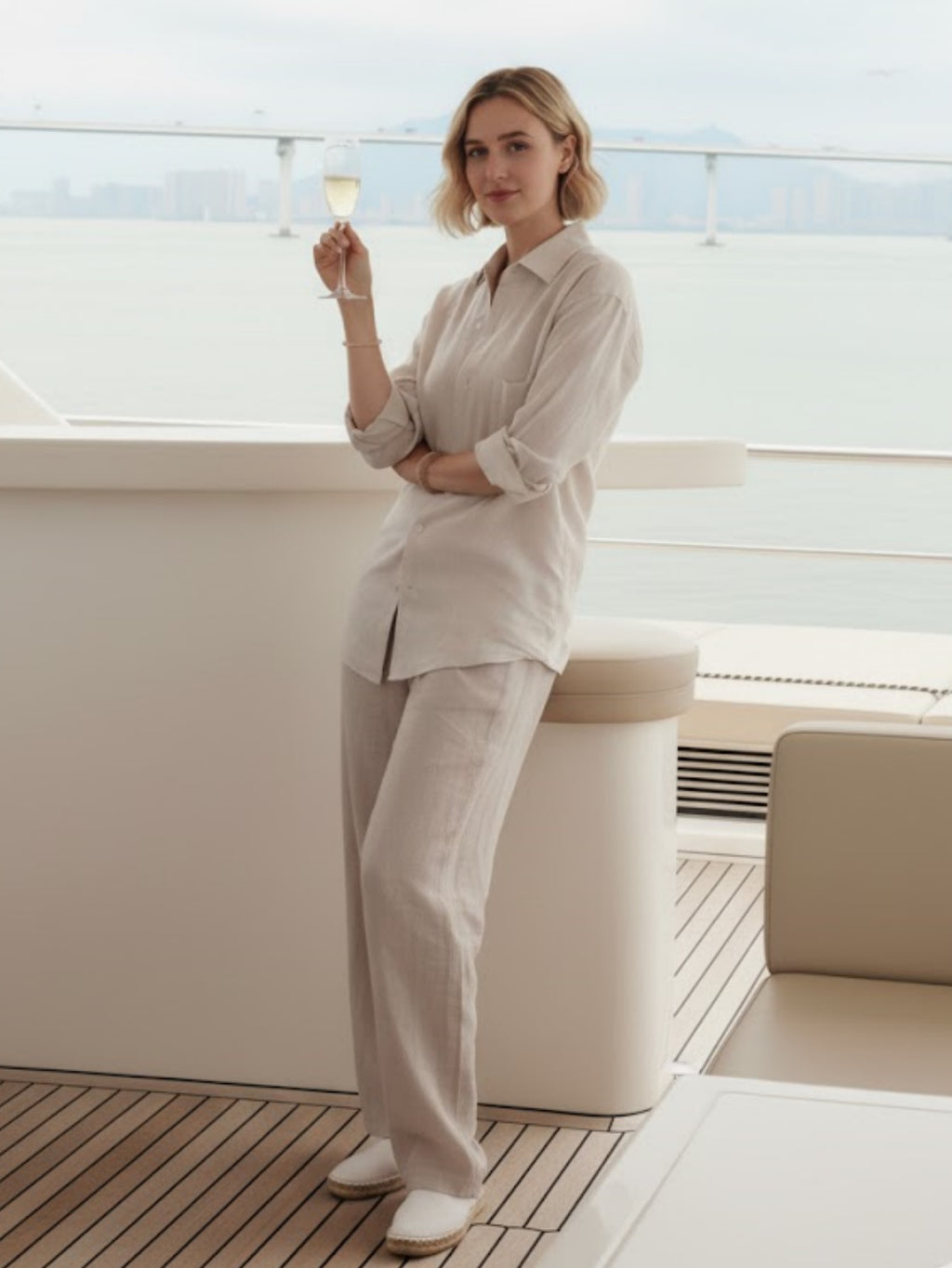 Women’s Long-Sleeve Linen Shirt – Breathable Button-Up Blouse