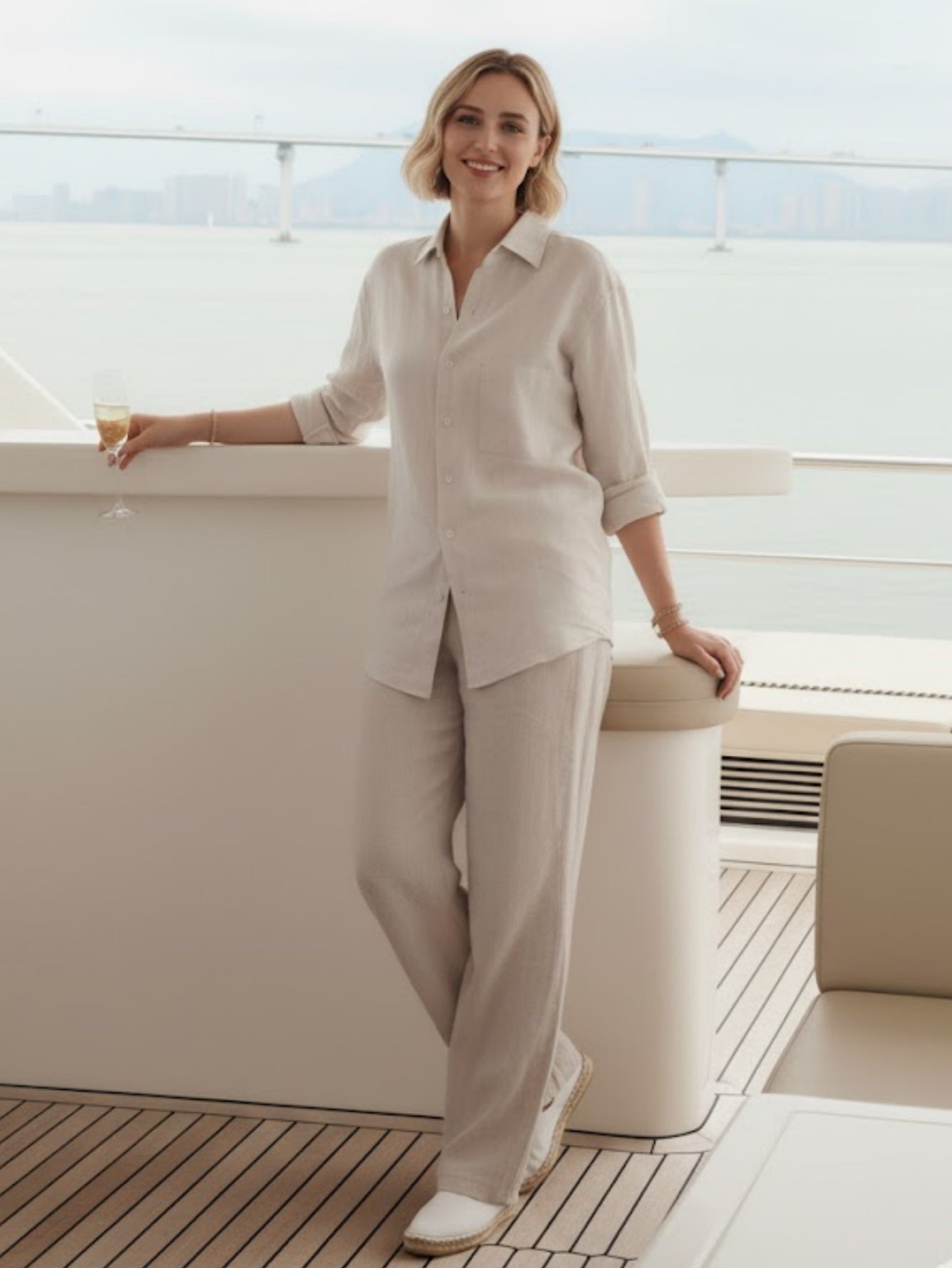 Women’s Long-Sleeve Linen Shirt – Breathable Button-Up Blouse