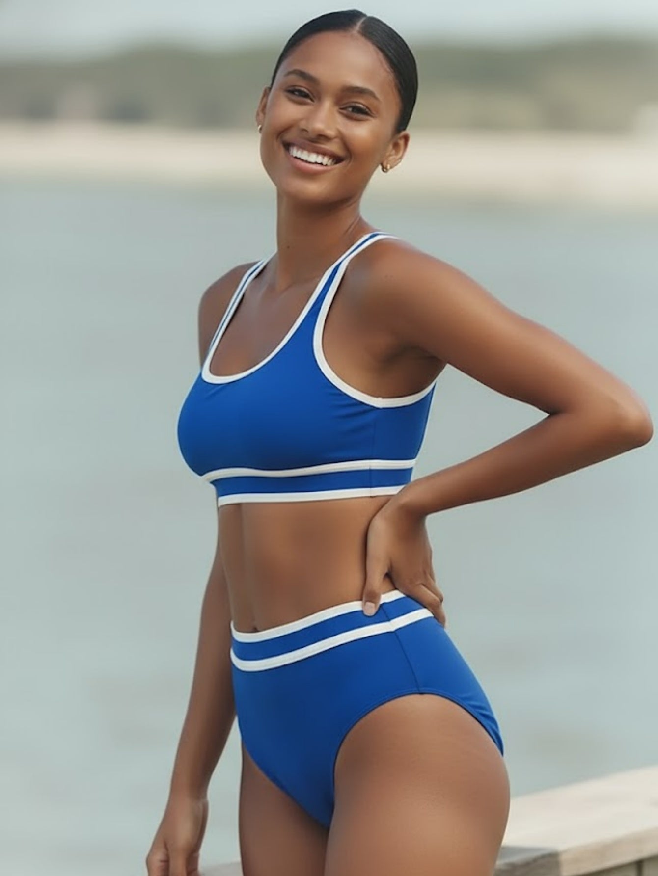 Color-Block High-Waist Bikini