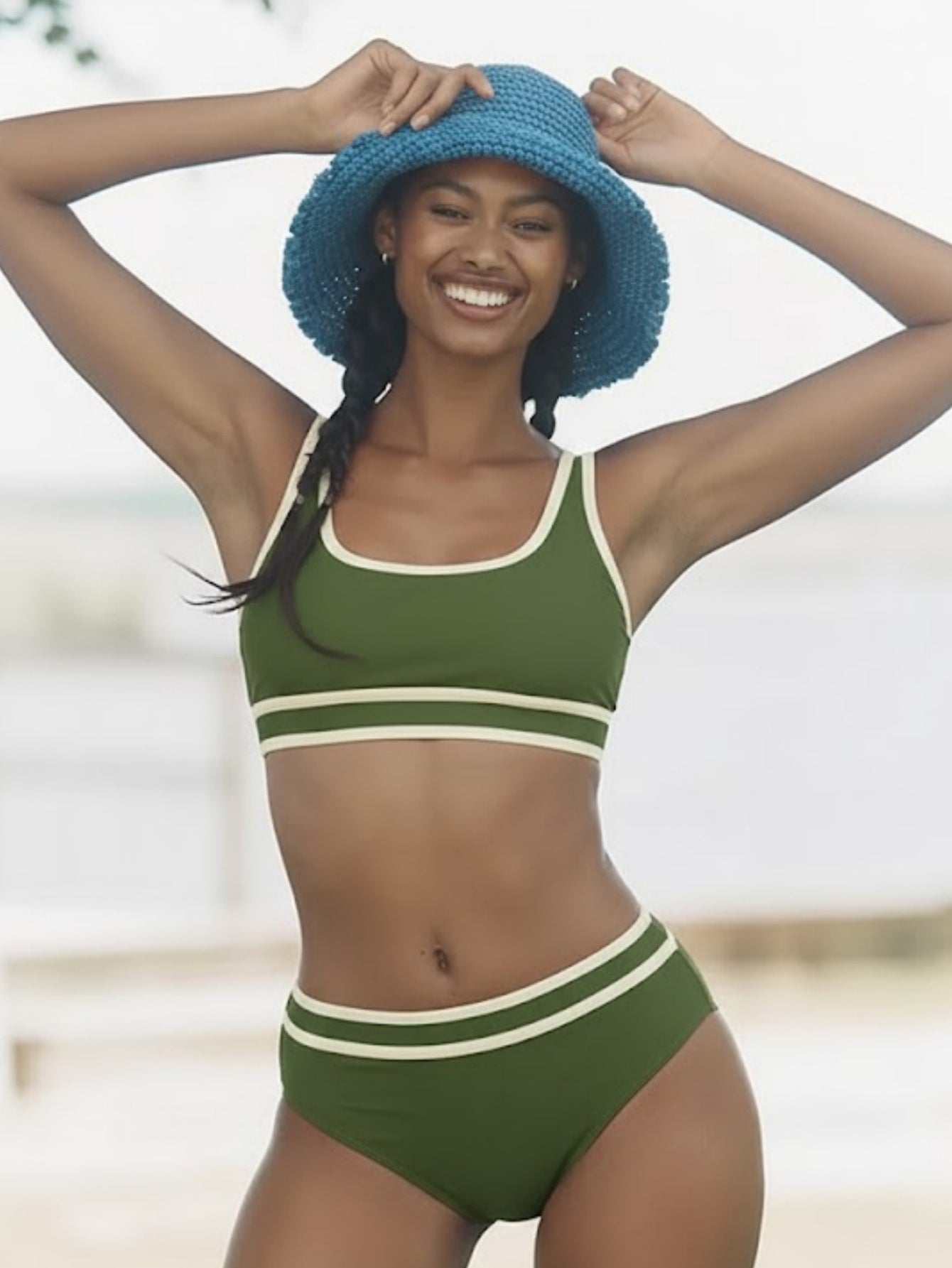 Color-Block High-Waist Bikini