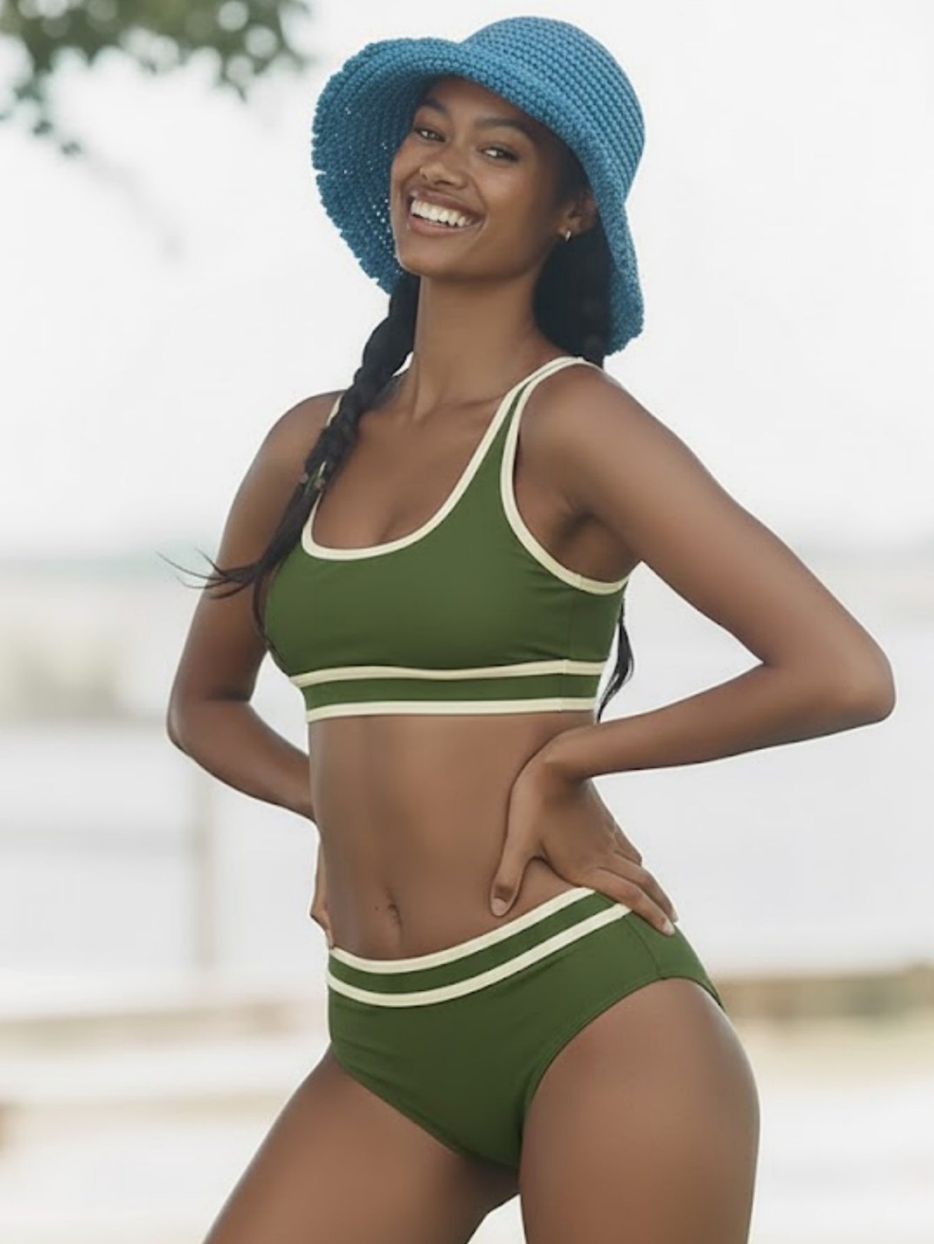 Color-Block High-Waist Bikini