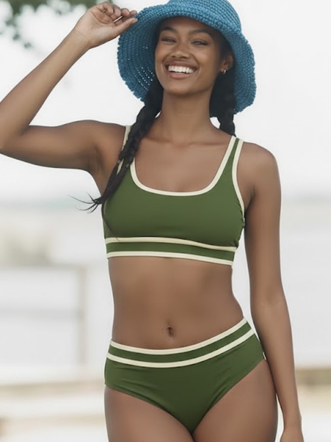 Color-Block High-Waist Bikini