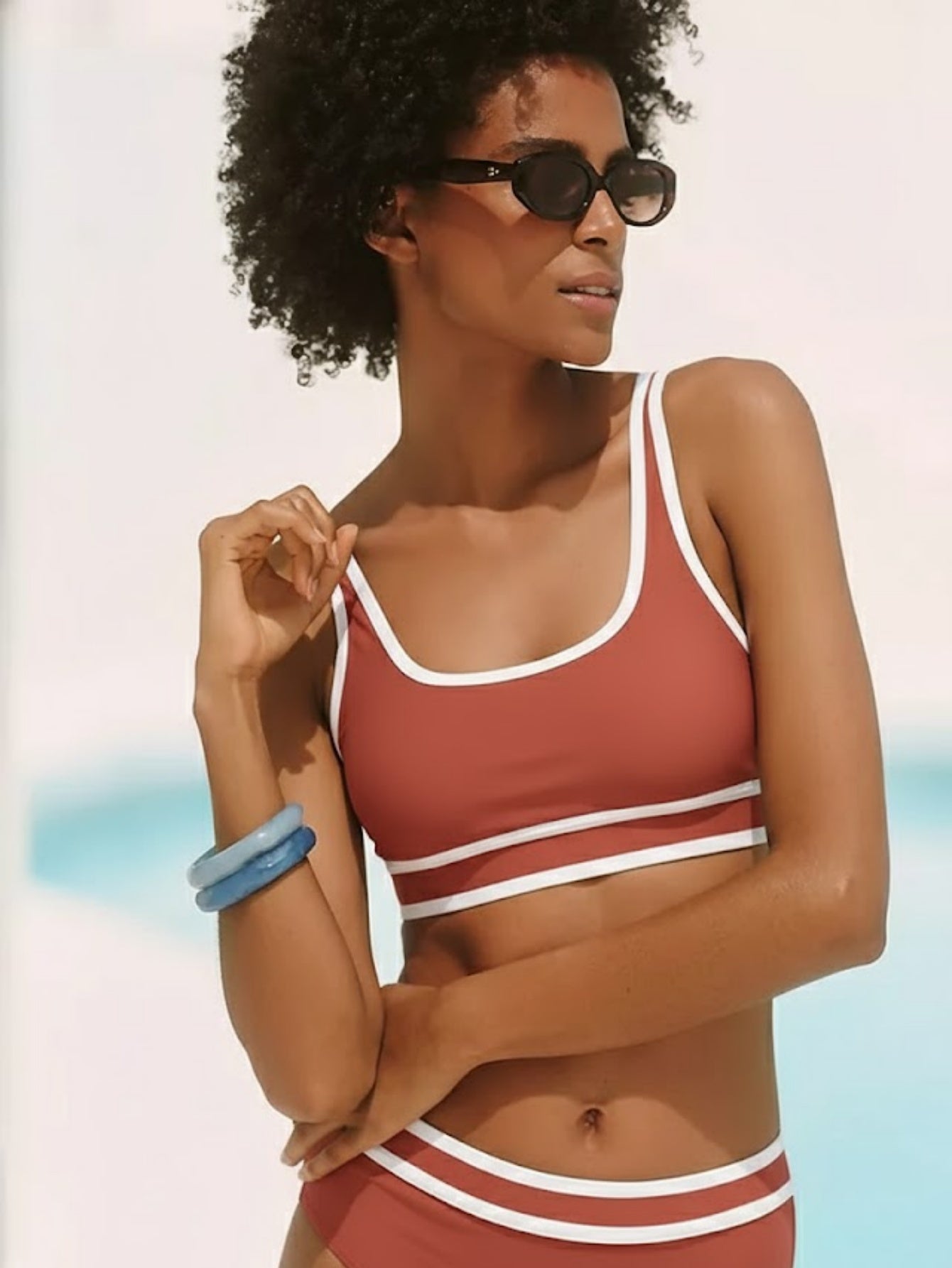 Color-Block High-Waist Bikini