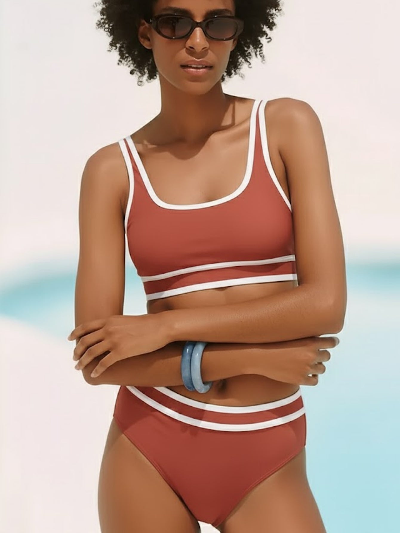 Color-Block High-Waist Bikini