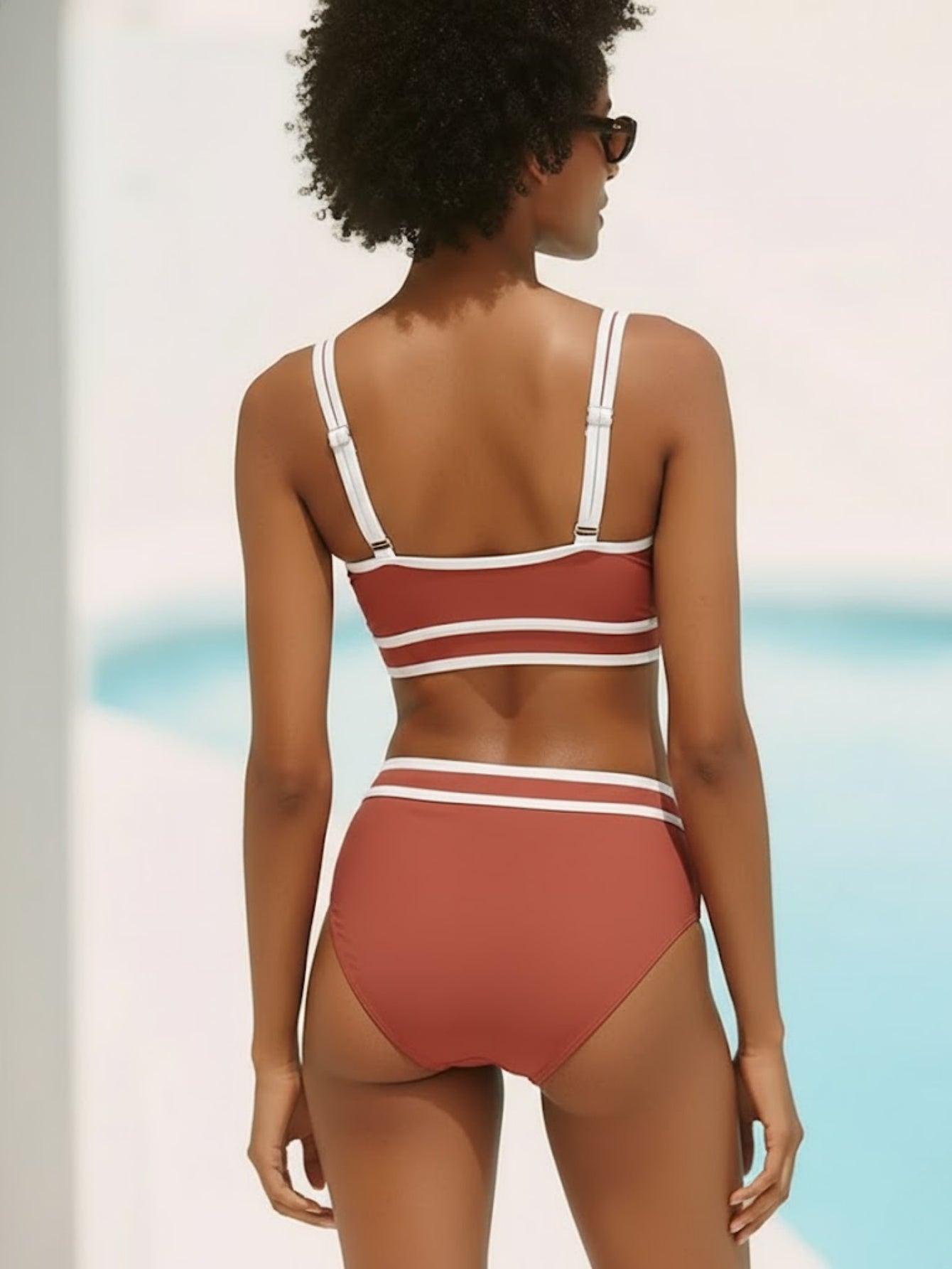 Color-Block High-Waist Bikini