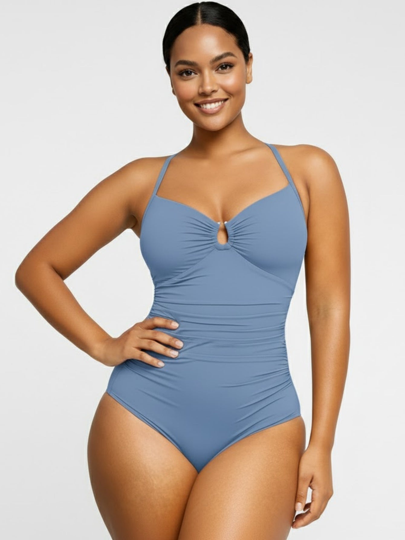 U-Ring Cut Out Slimming Swimwear One Piece Tummy Tucking Bathing Suit