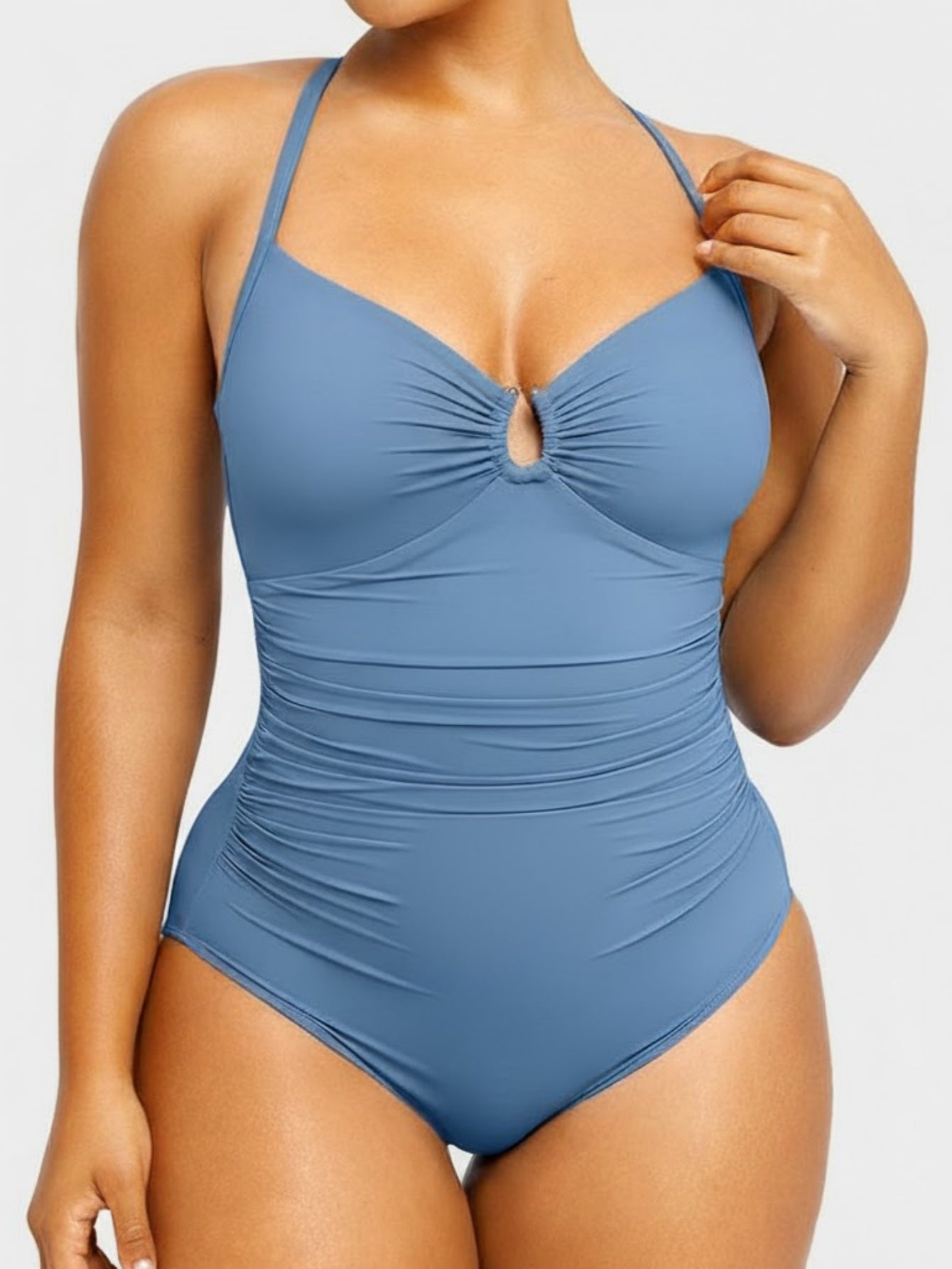 U-Ring Cut Out Slimming Swimwear One Piece Tummy Tucking Bathing Suit