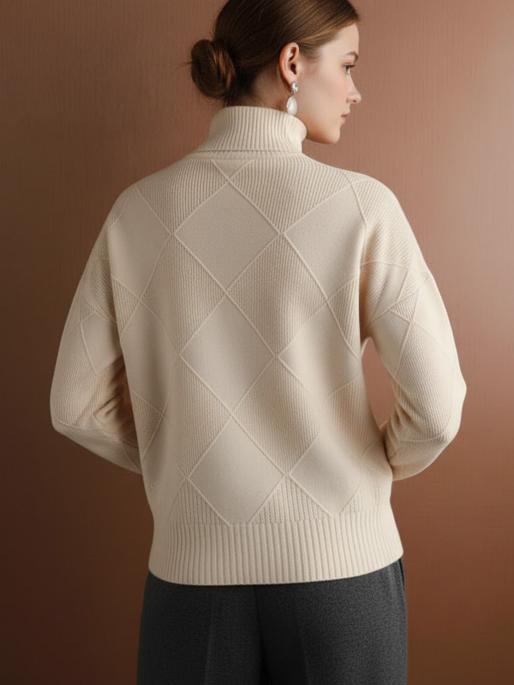 Women's Oversized Turtleneck Sweater, Casual Loose Fit Chunky Knit Pullover Top, Warm Solid Color Basic Jumper