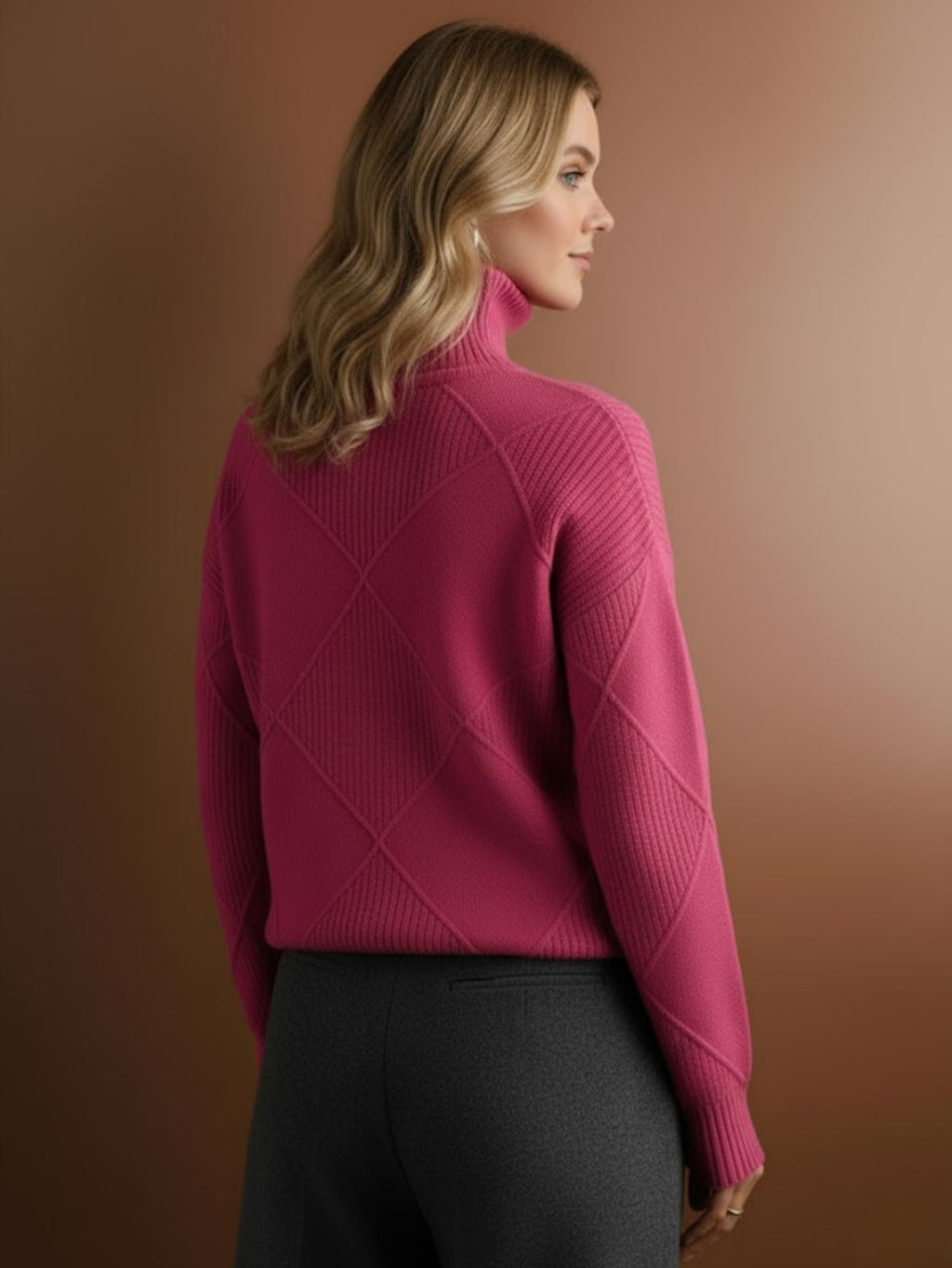 Women's Oversized Turtleneck Sweater, Casual Loose Fit Chunky Knit Pullover Top, Warm Solid Color Basic Jumper